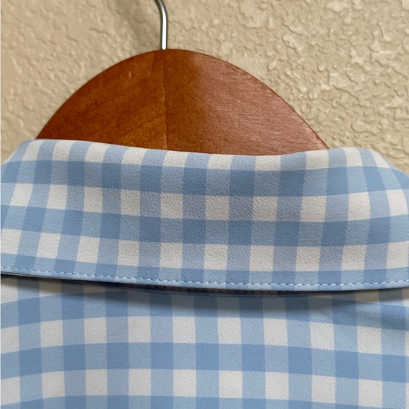 Mizzen+Main Leeward Blue Gingham Stretch Shirt L Trim Tall Office Career - Picture 5 of 8
